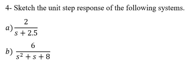 Solved 4- ﻿Sketch the unit step response of ﻿the following | Chegg.com