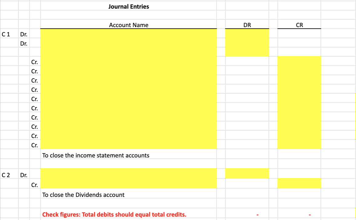 Solved Journal Entries Account Name DR CR ci Dr. Dr. ☺ ☺ ☺ ☺
