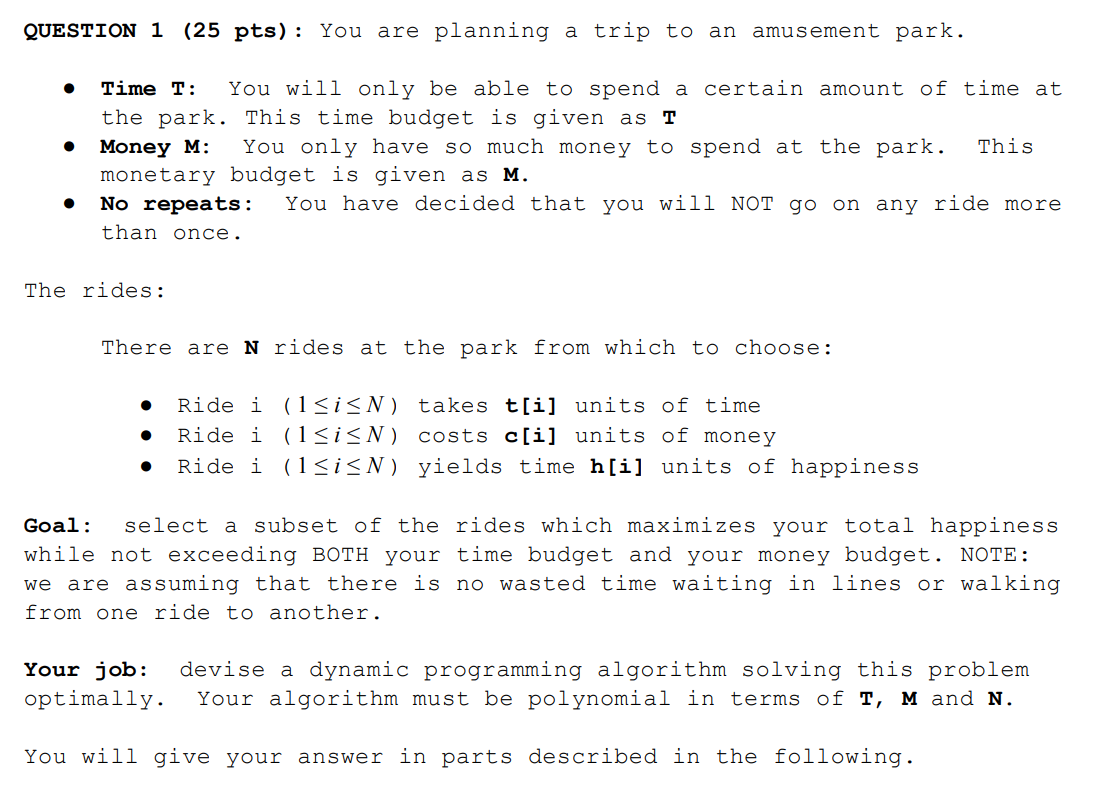 QUESTION 1 (25 pts) : You are planning a trip to an | Chegg.com