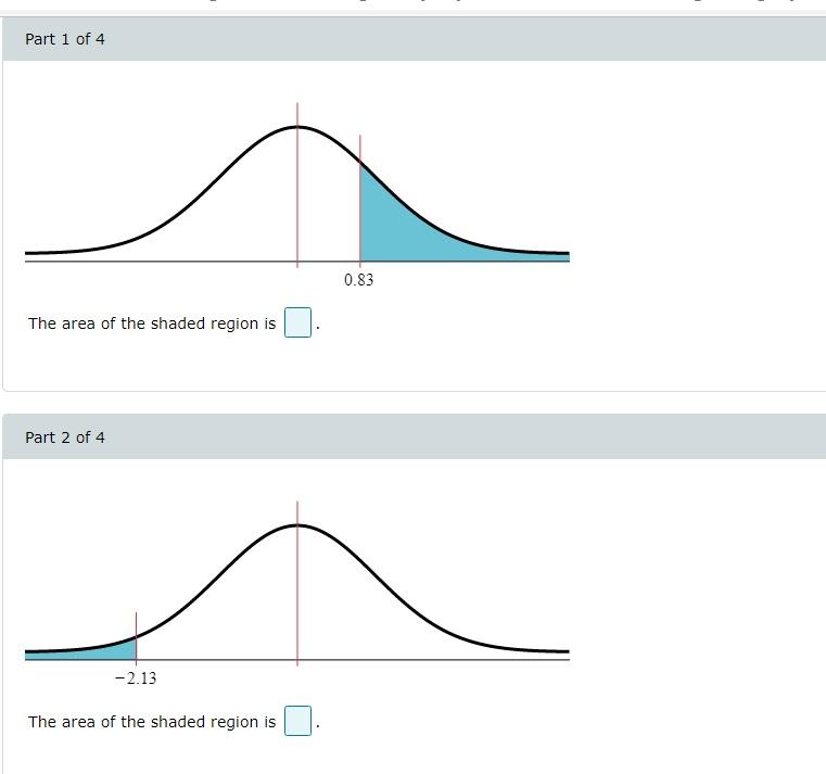 Solved HELP find each of the shaded areas under the standard | Chegg.com