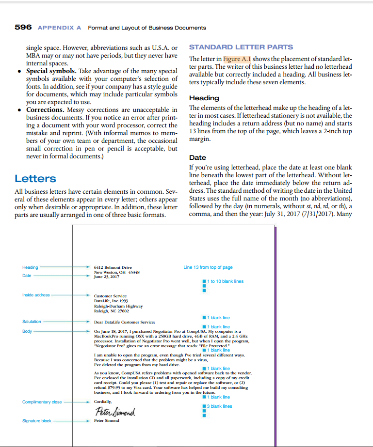 informal business letter format
