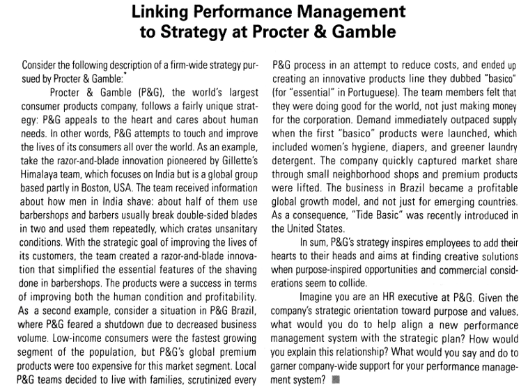 Solved Linking Performance Management To Strategy At Procter Chegg Com