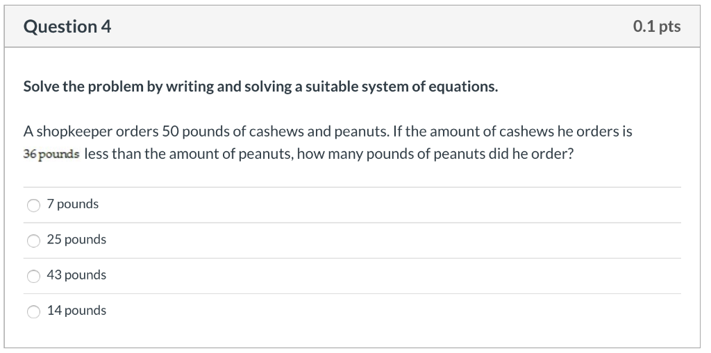 Solved Question 1 0.1 pts Solve the system of two equations | Chegg.com