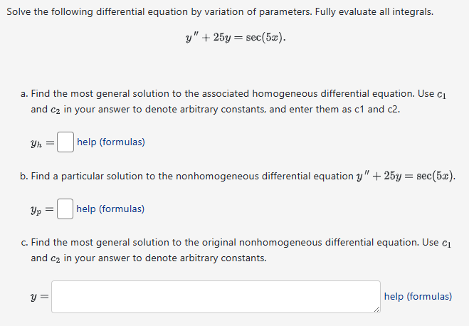 Solved Solve the following differential equation by | Chegg.com