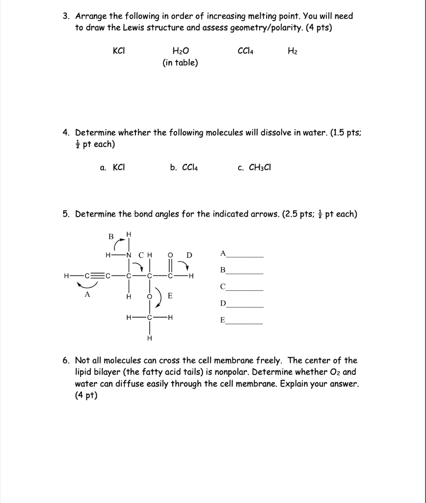 Solved 3. Arrange The Following In Order Of Increasing | Chegg.com