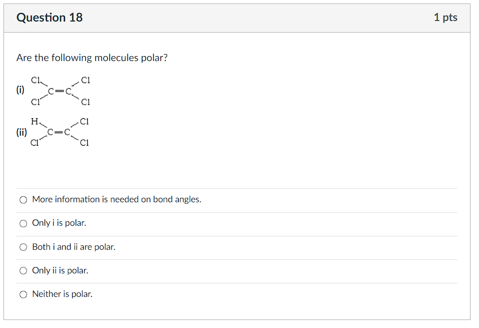 Solved Are The Following Molecules Polar? (i) (ii More | Chegg.com