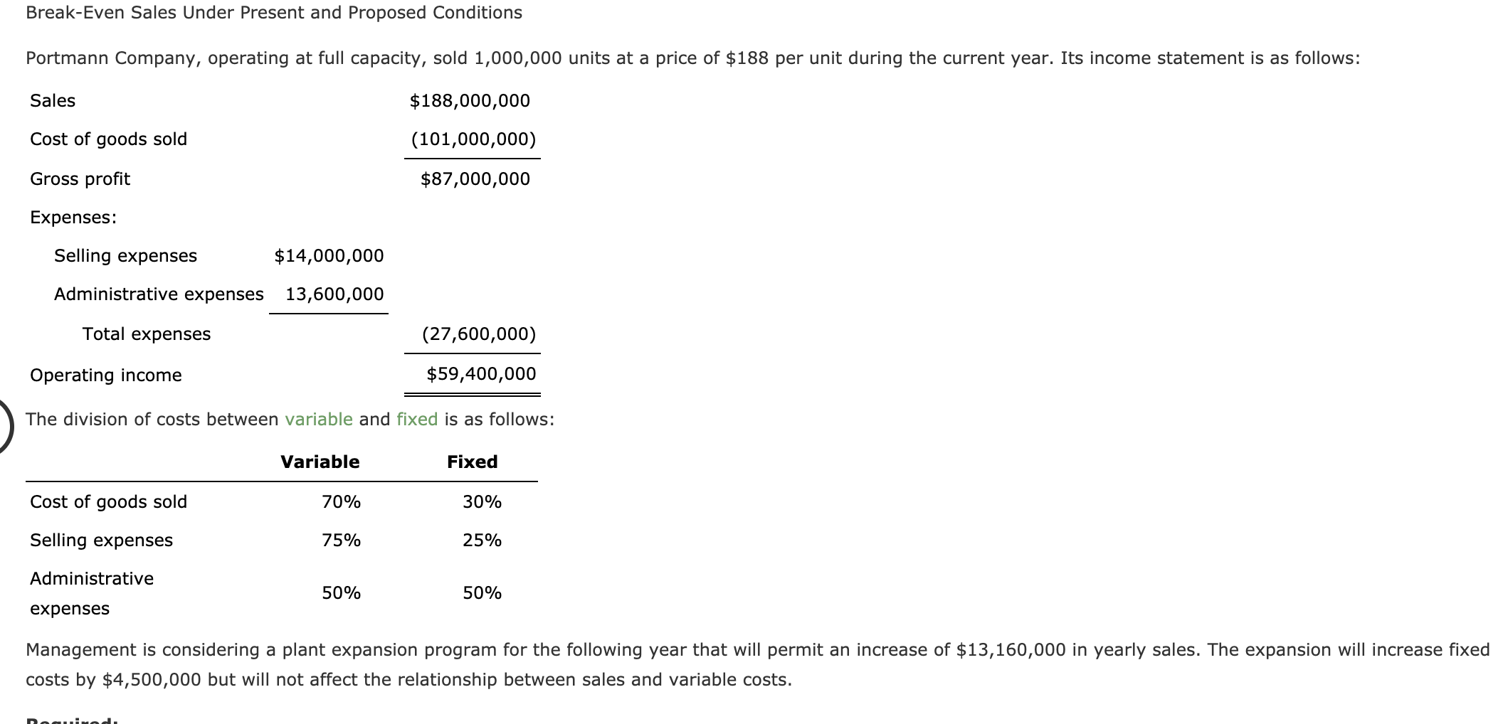 solved-break-even-sales-under-present-and-proposed-chegg