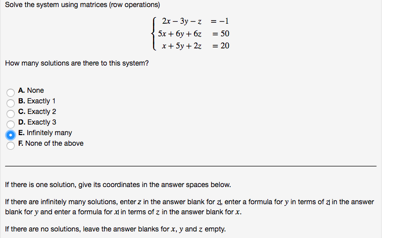 Solved Solve The System Using Matrices (row Operations) X+5y | Chegg.com