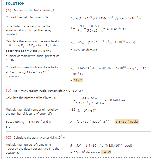 Solved SOLUTION (A) Determine the initial activity in | Chegg.com