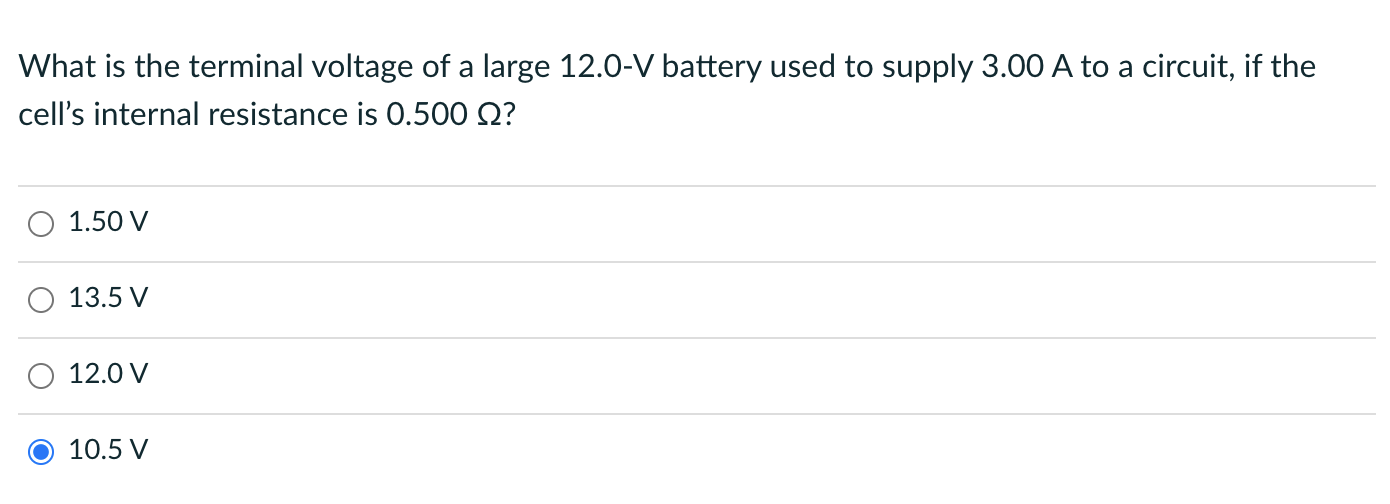 Solved What is the terminal voltage of a large 12.0V