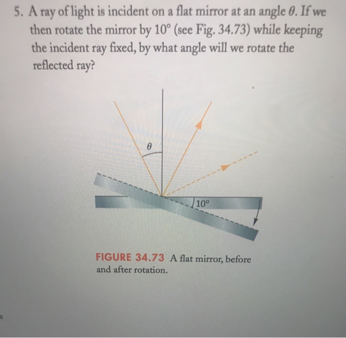 Solved 5. A ray of light is incident on a flat mirror at an | Chegg.com