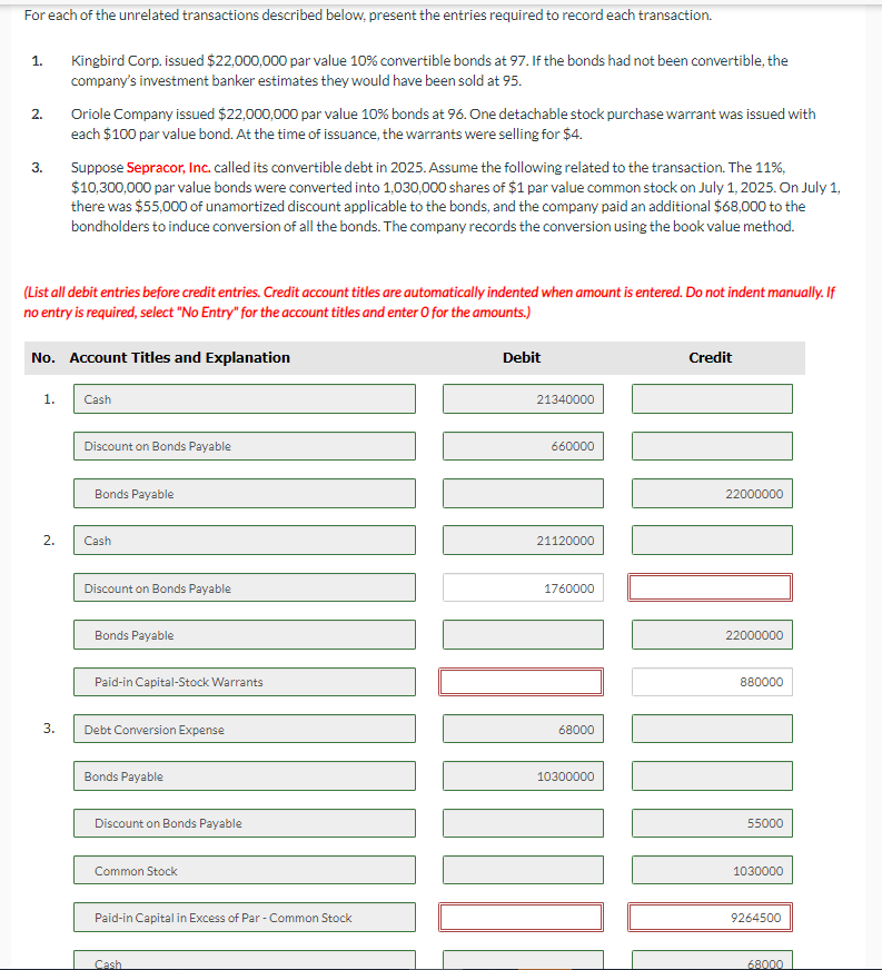 Solved For each of the unrelated transactions described