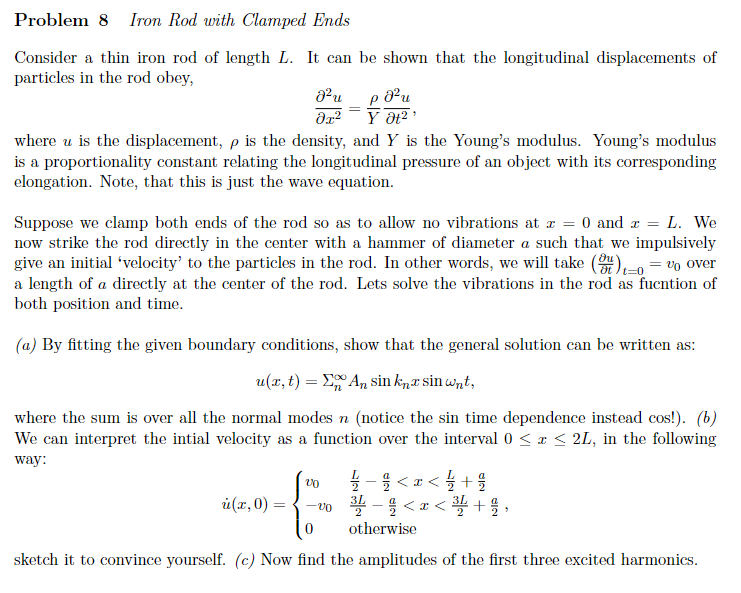 Solved Problem 8 Iron Rod with Clamped Ends Consider a thin | Chegg.com