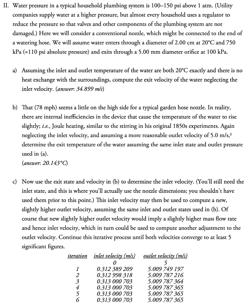 Solved II Water Pressure In A Typical Household Plumbing Chegg Com   Phpw02YpS 