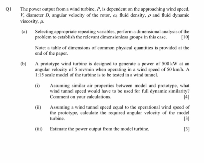 Solved The power output from a wind turbine, P, is dependent | Chegg.com