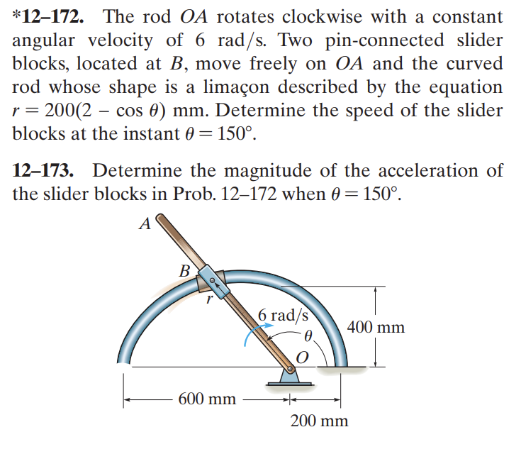 Solved *12-172. The rod OA rotates clockwise with a constant | Chegg.com