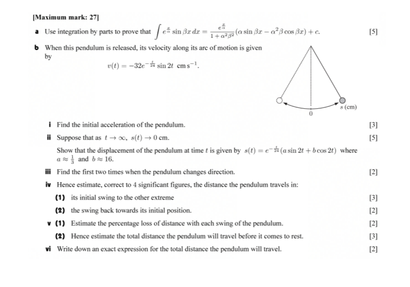 Solved [5] | Maximum mark: 27] a Use integration by parts to | Chegg.com