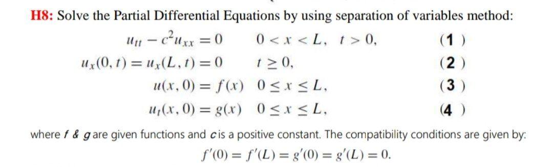 Solved - H8: Solve the Partial Differential Equations by | Chegg.com