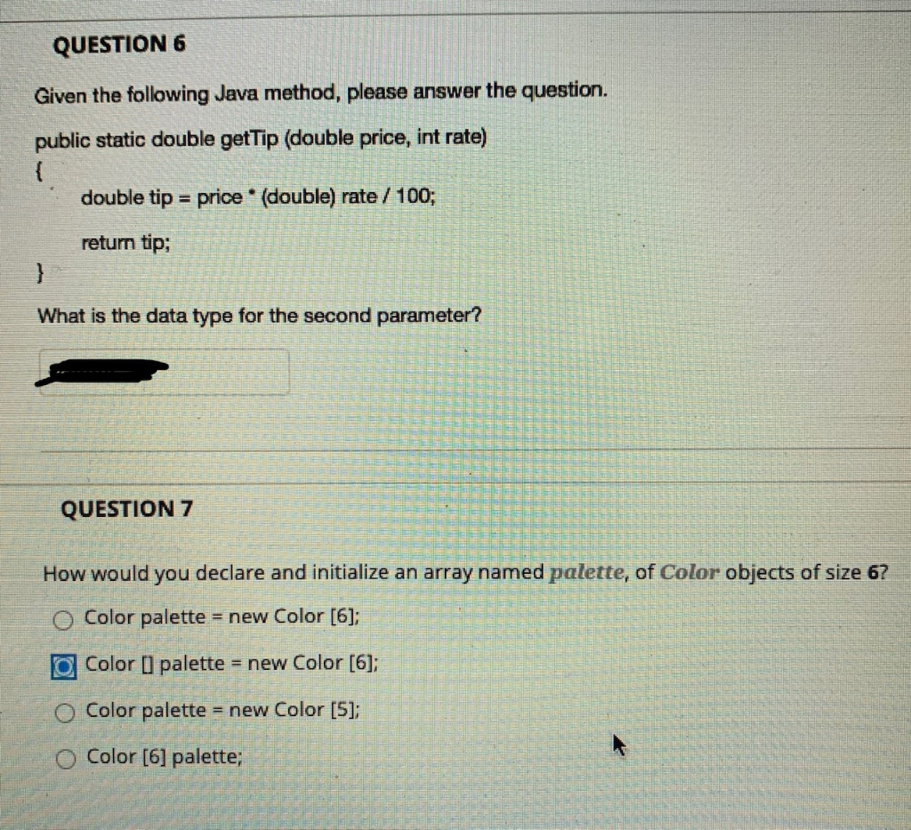 Solved QUESTION 6 Given the following Java method, please | Chegg.com