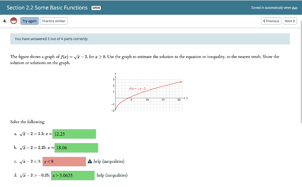Solved Section 2.2 Some Basic Functions OPEN Turned in | Chegg.com