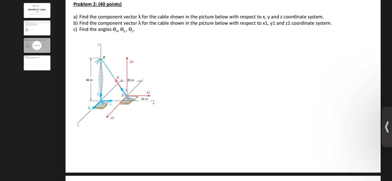 Solved a) Find the component vector λ for the cable shown in | Chegg.com