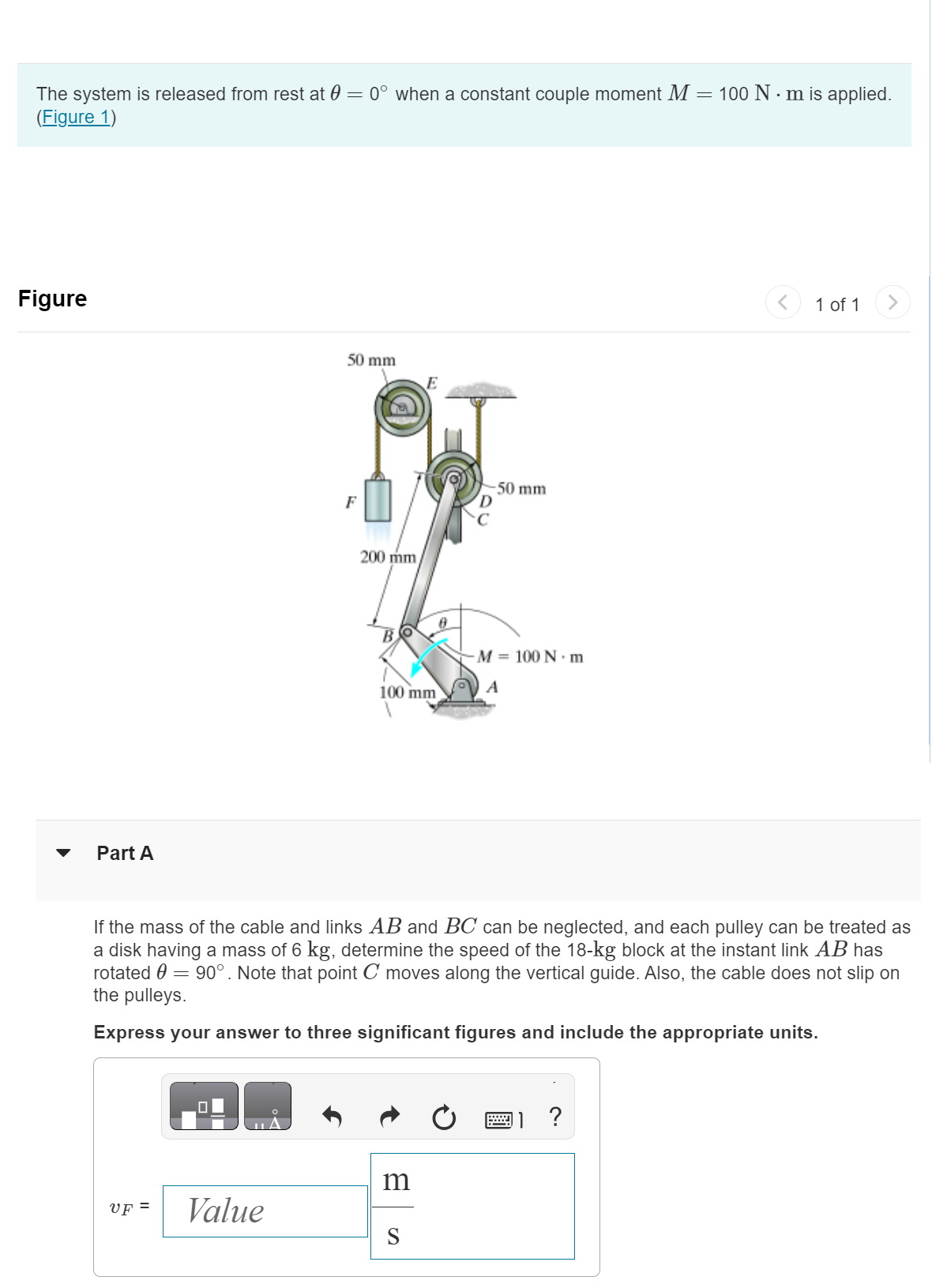 Solved The system is released from rest at θ=0° ﻿when a | Chegg.com