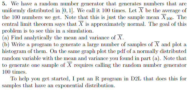 5. We have a random number generator that generates | Chegg.com