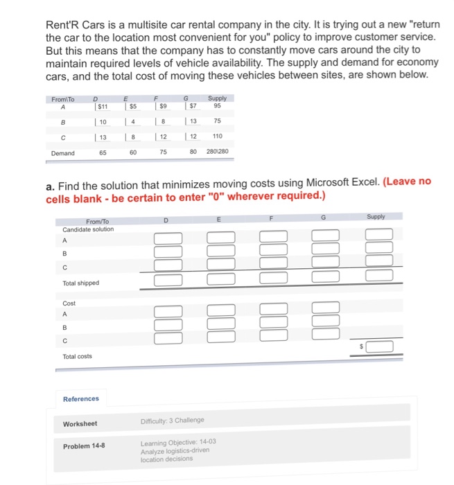 Solved Rent'R Cars is a multisite car rental company in the
