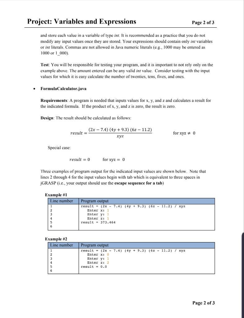 topic-2-expression variable assignment Images High... Solved Project: Variables and Expressions Page 2 of 3 and | Chegg.com