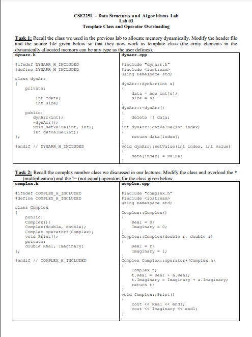 Solved **From lab manual 3, Modify the class and overload | Chegg.com