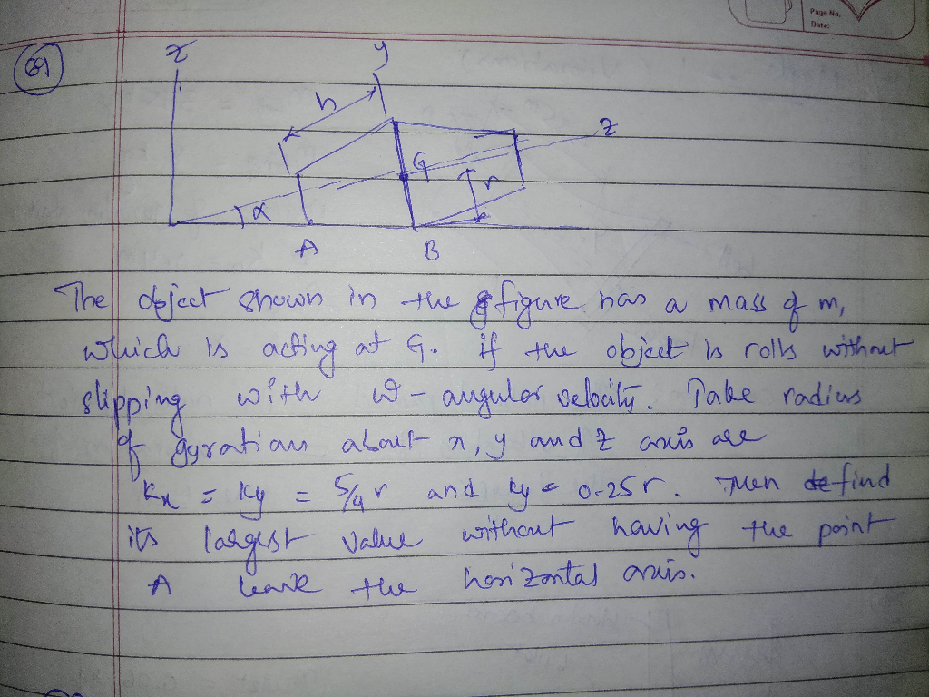 Solved PAN Date The object shown in the & figure has a mass | Chegg.com