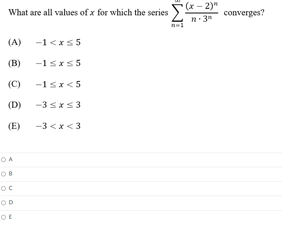 Solved What are all values of x for which the series | Chegg.com