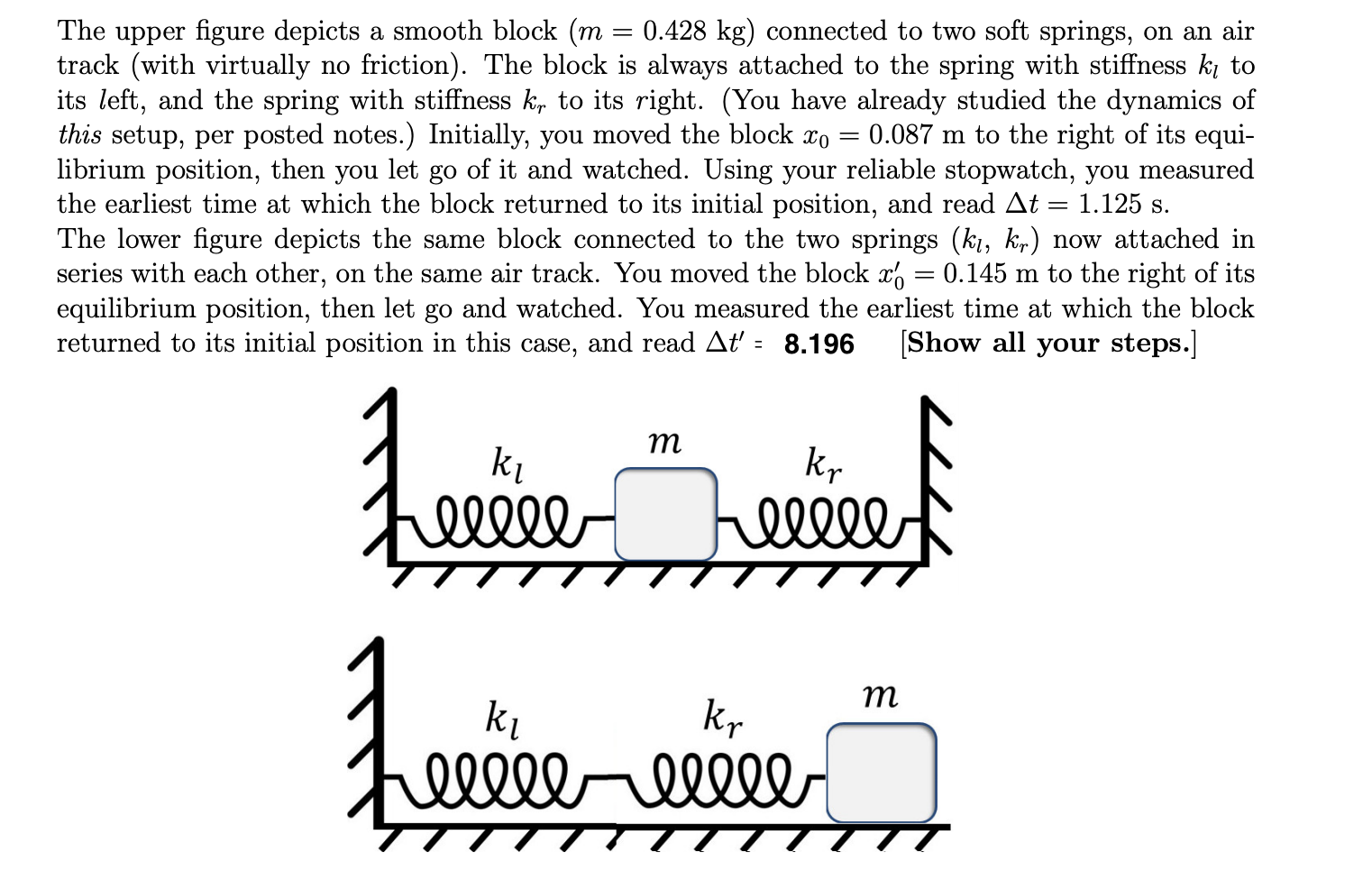 Solved 1. For the top image, find the effective spring