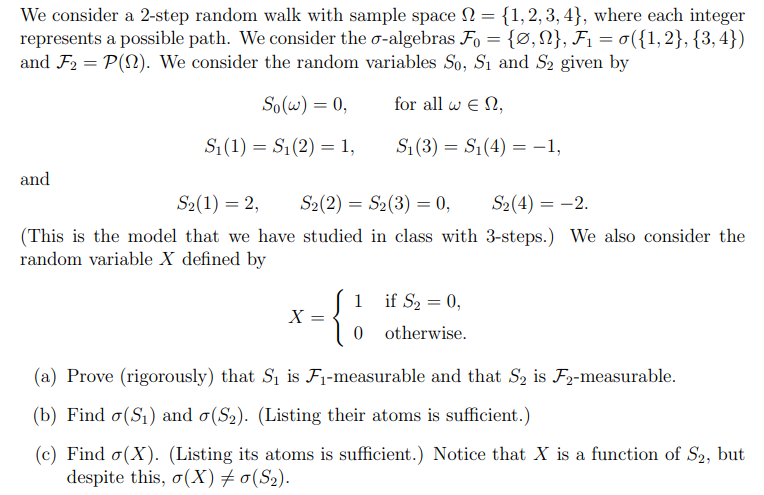 Solved We consider a 2-step random walk with sample space N | Chegg.com