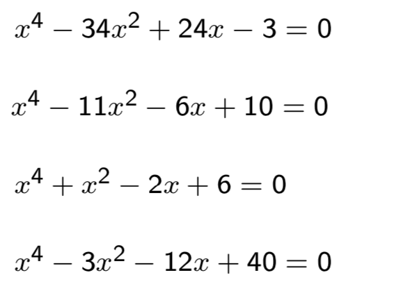 Solved x4 34x² +24x30 x4 − 11x² − 6x + 10 = 0 x4+x² x² + x² | Chegg.com