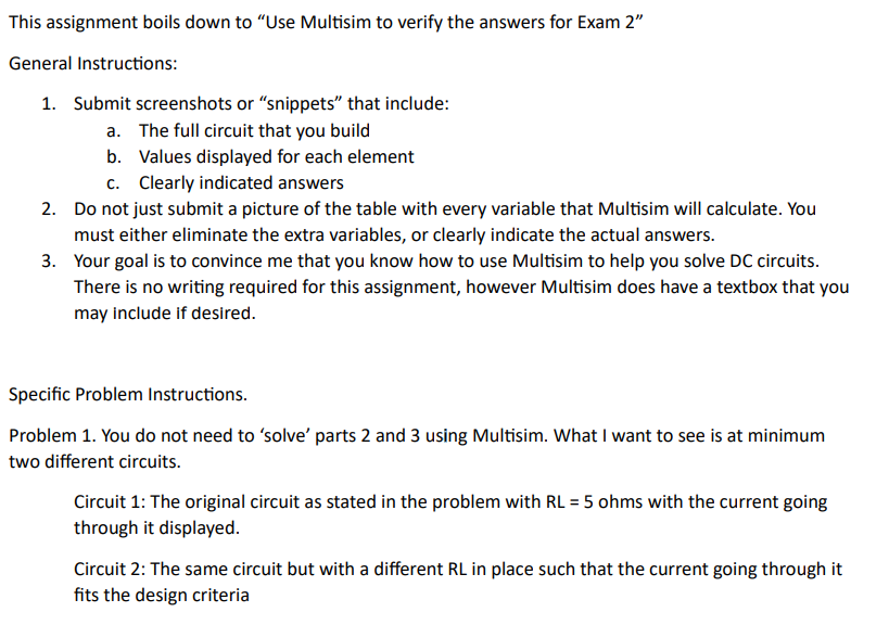Solved This Assignment Boils Down To Use Multisim To Verify Chegg