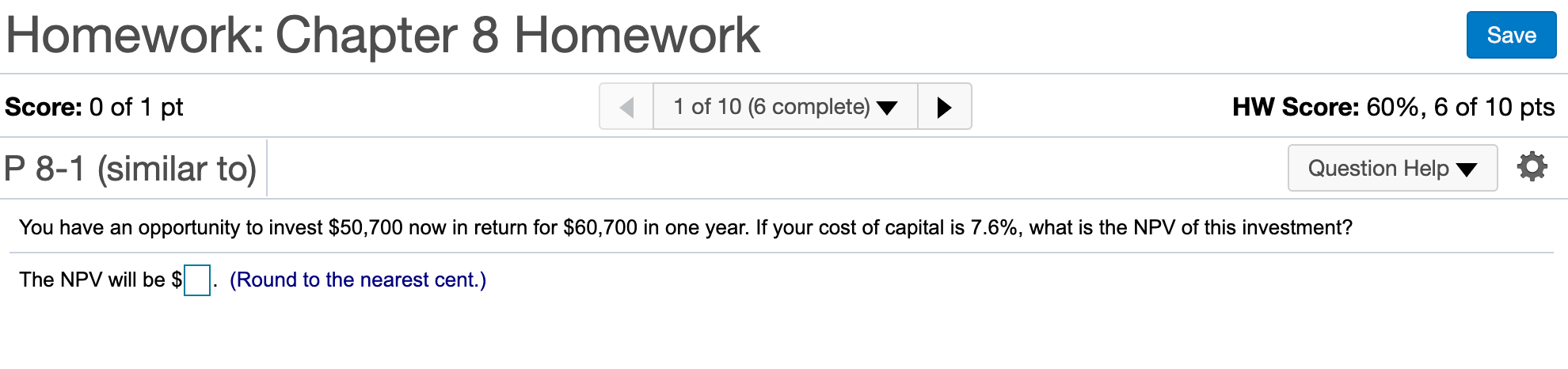 Solved Homework: Chapter 8 Homework Save Score: 0 of 1 pt 1 | Chegg.com