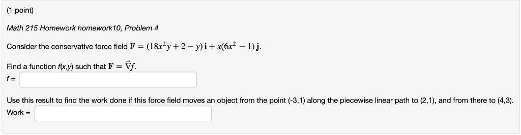 Solved (1 point) Math 215 Homework homework10, Problem 4 | Chegg.com