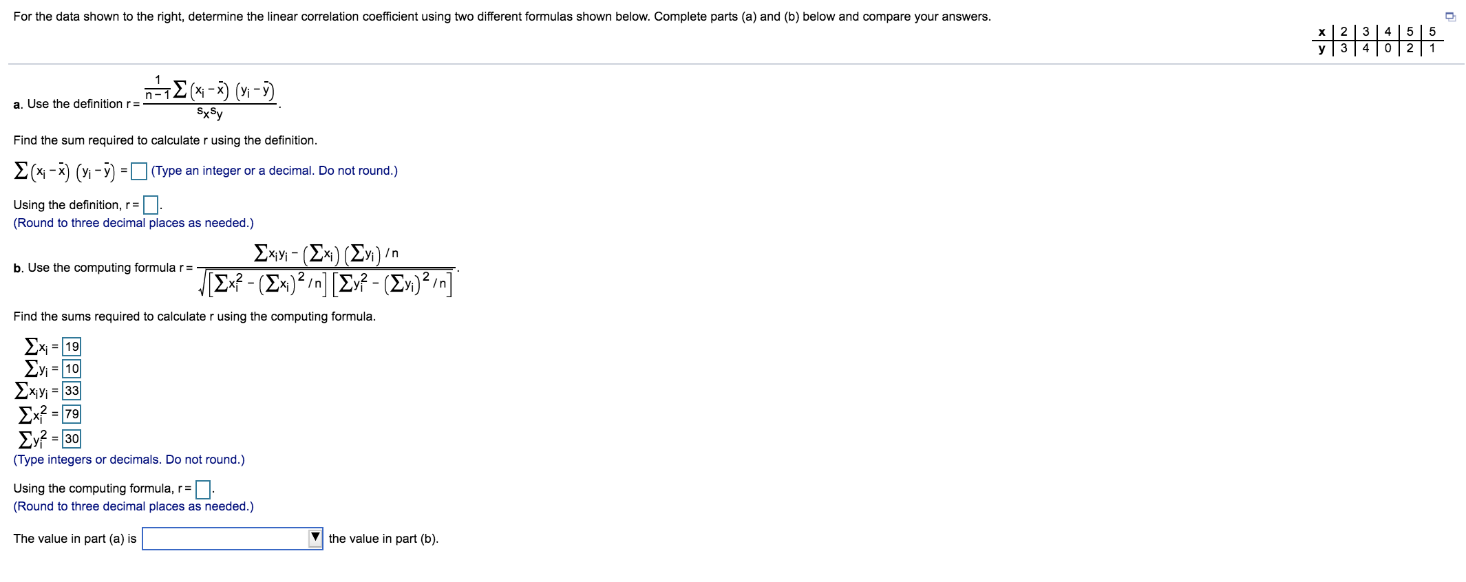 solved-for-the-data-shown-to-the-right-determine-the-linear-chegg