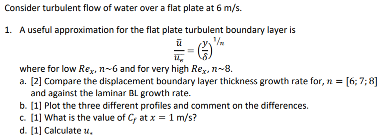 Solved Consider turbulent flow of water over a flat plate at | Chegg.com