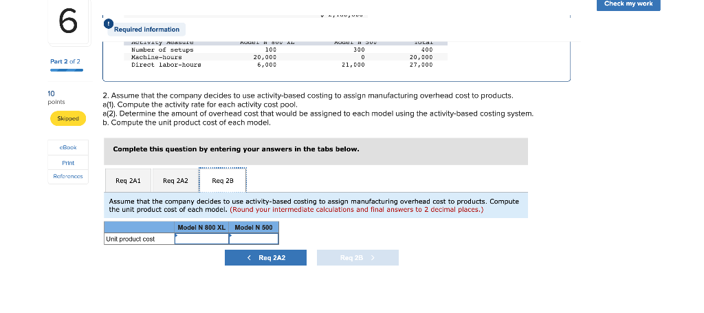 Solved Check my work 6 Part 2 of 2 Required Information {The | Chegg.com