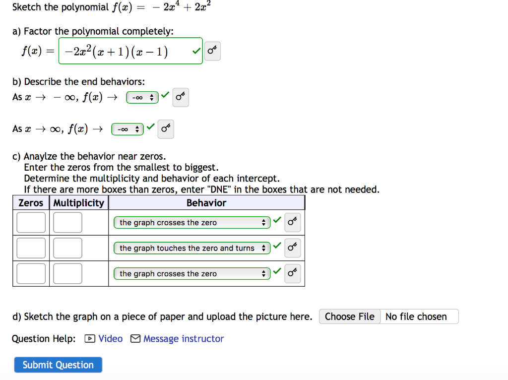 Solved Sketch The Polynomial F(x) = – 2x4 + 2x2 A) Factor | Chegg.com