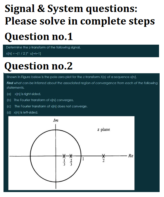 Solved Signal & System questions: Please solve in complete | Chegg.com