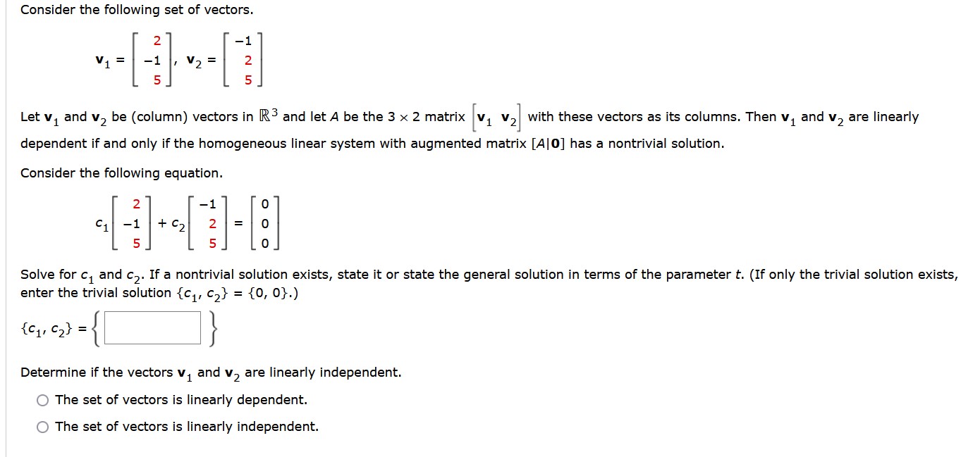 Solved Consider The Following Set Of Vectors. | Chegg.com