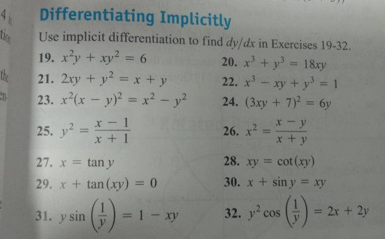 Differentiating Implicitly Use Implicit Chegg Com