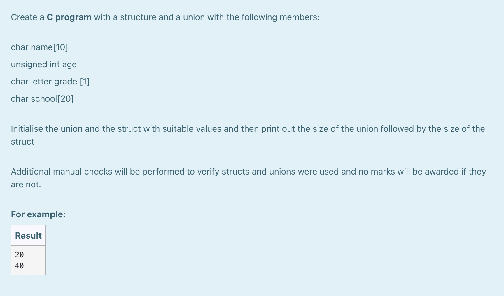 Solved Create a C program with a structure and a union with | Chegg.com