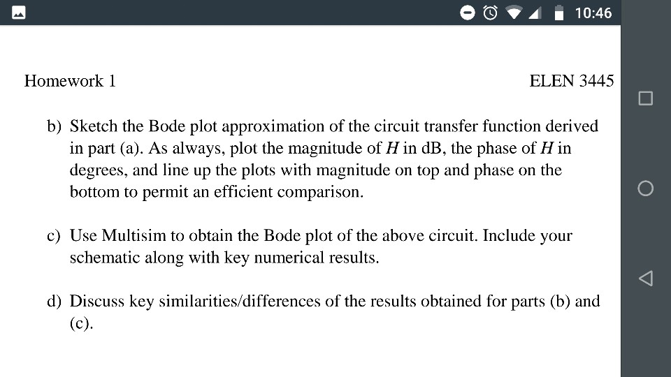 Solved 4 10:46 6) Consider the circuit shown below in Figure | Chegg.com