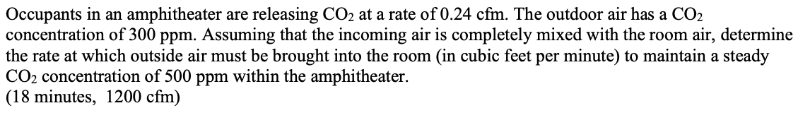 Solved Occupants in an amphitheater are releasing CO2 at a | Chegg.com