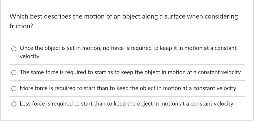 Solved Which best describes the motion of an object along a | Chegg.com