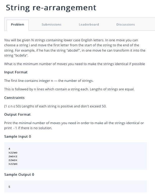 Solved String re-arrangement Problem Submissions Leaderboard | Chegg.com